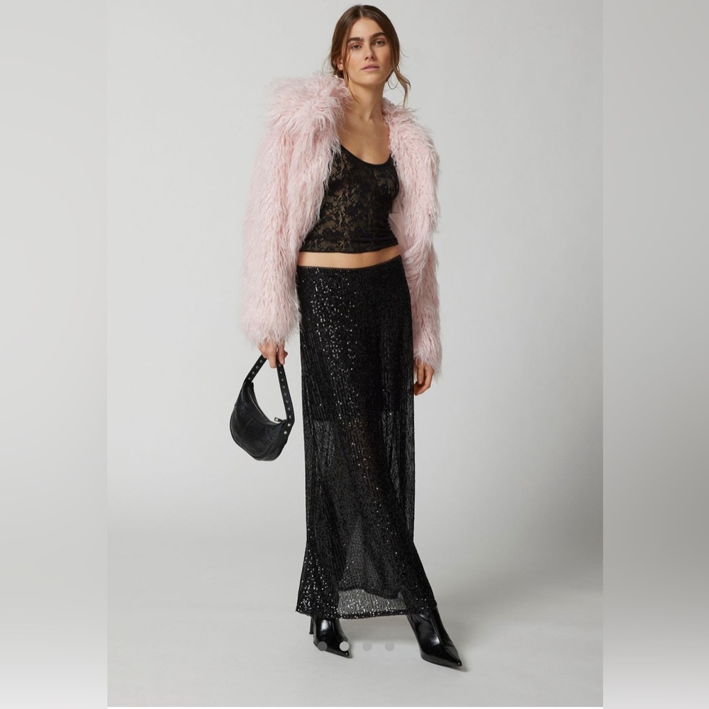 Urban Renewal Black Sequin Maxi Skirt